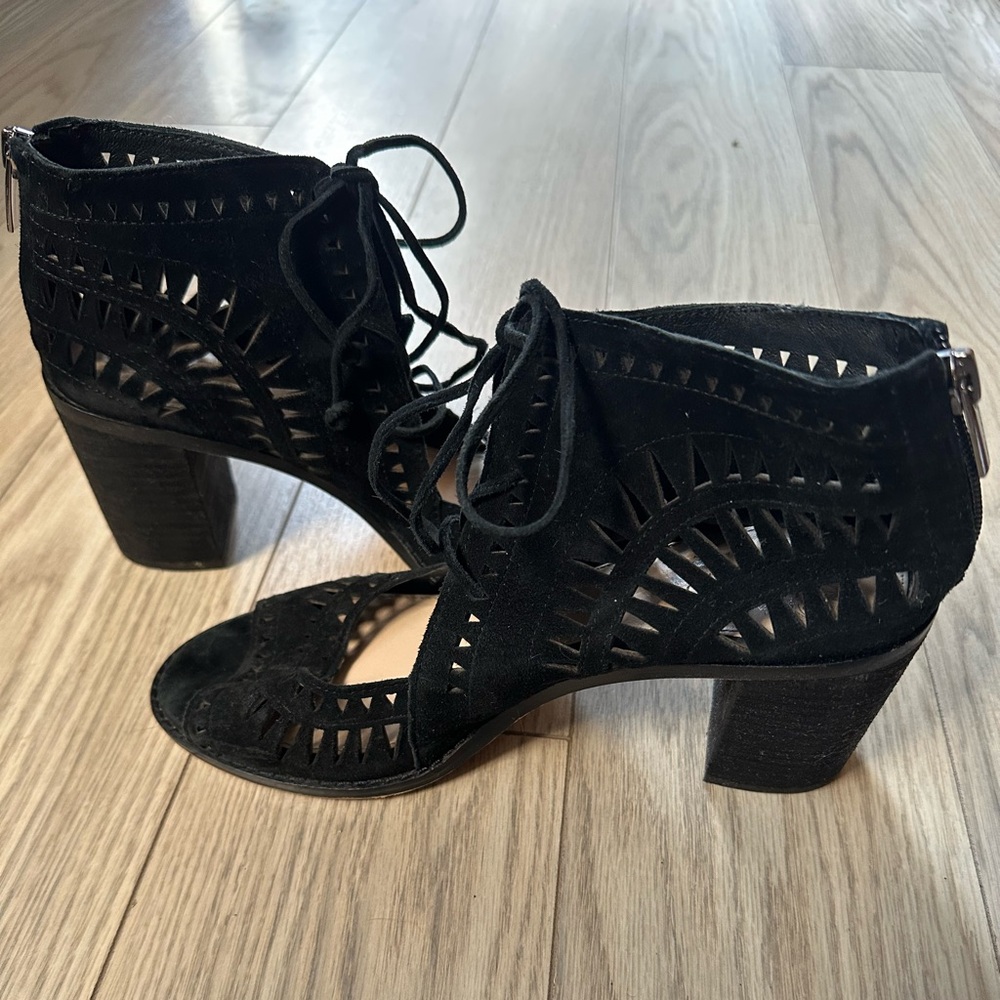 Vince Camuto Black Cutout Lace-Up Heels